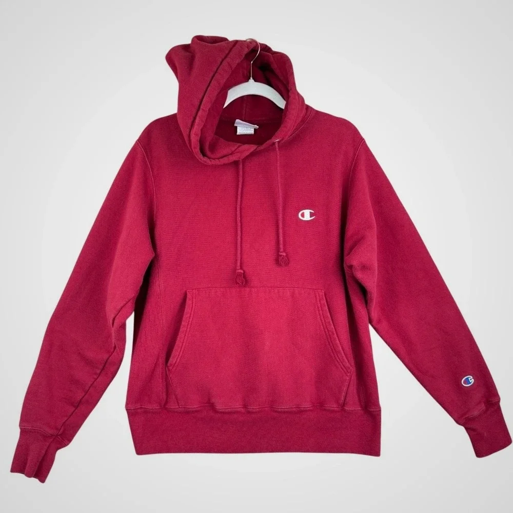 Champion Mens‎ Reverse Weave Hoodie Sweatshirt Size S Red Pullover Athletic Gym